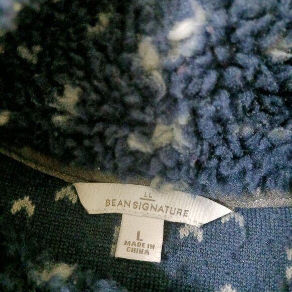 LL Bean Signature Blue Gray Side Zip Fleece Pullover Size L ID 505762 - Picture 4 of 6